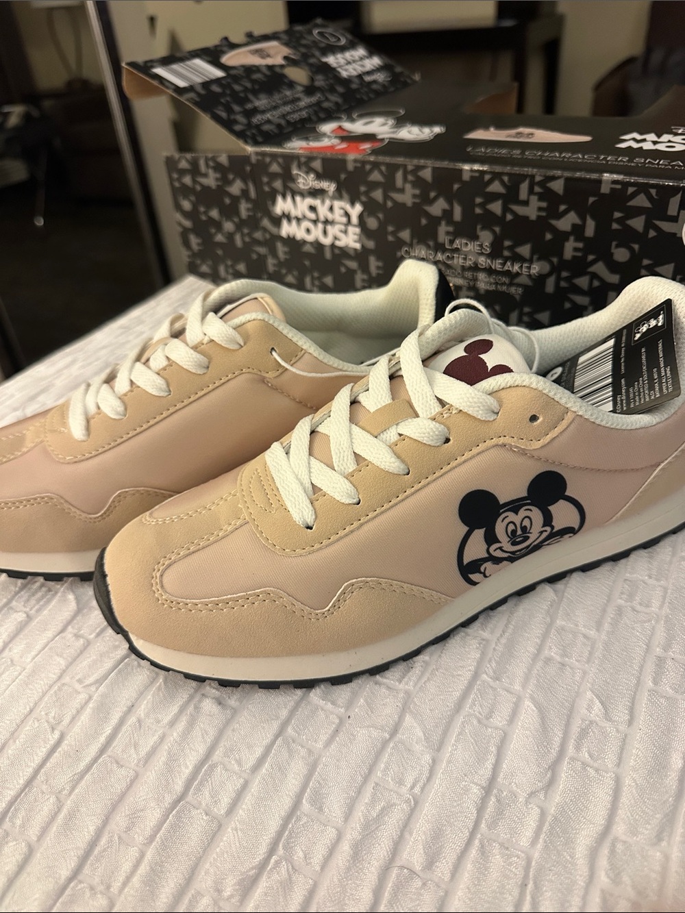 Disney Beige and White Mickey Mouse Ladies Sneakers